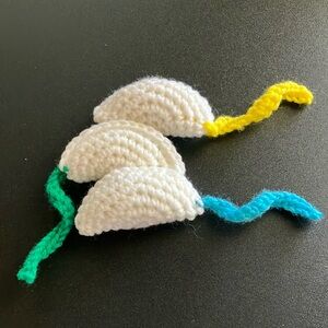 Handmade Cat Toys Mice Crochet Pet Kitty Three Piece